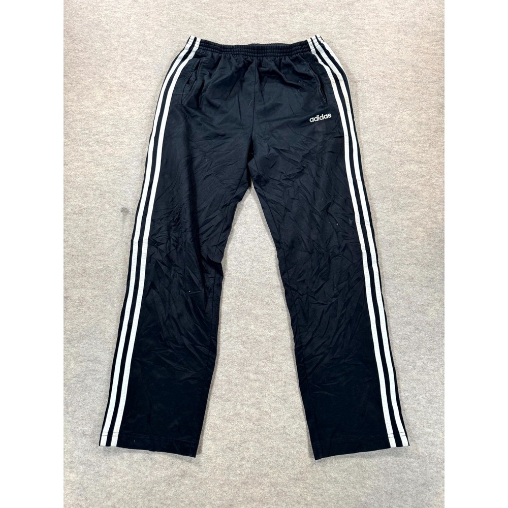 VTG Y2K Adidas Tear Away Side Snap Jogger Skater Baggy Pants Mens Medium Black